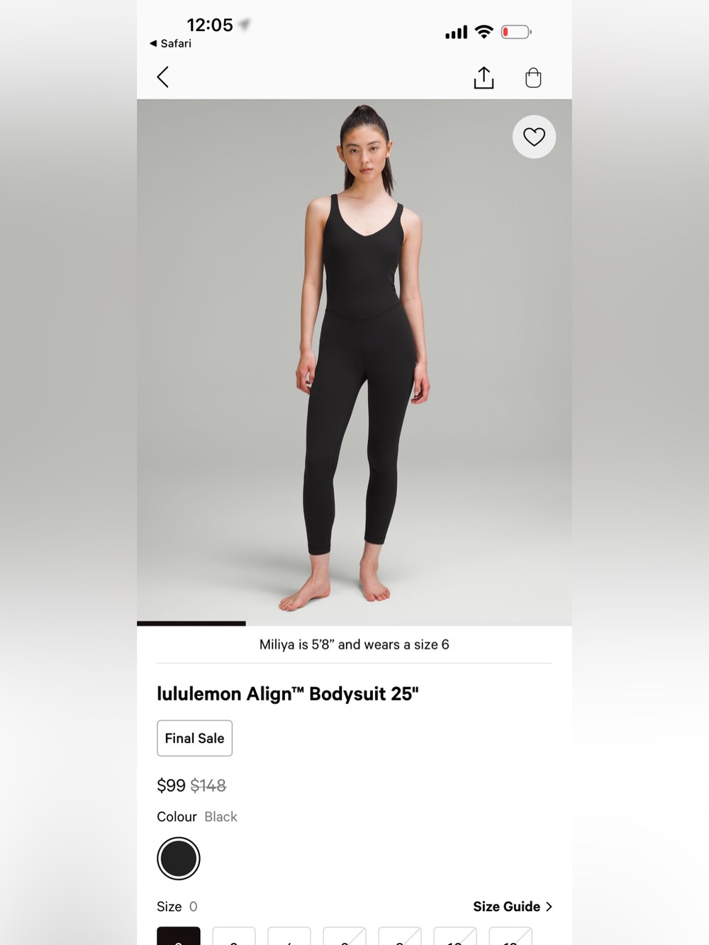 lululemon Align™ Black Sleeveless Bodysuit
